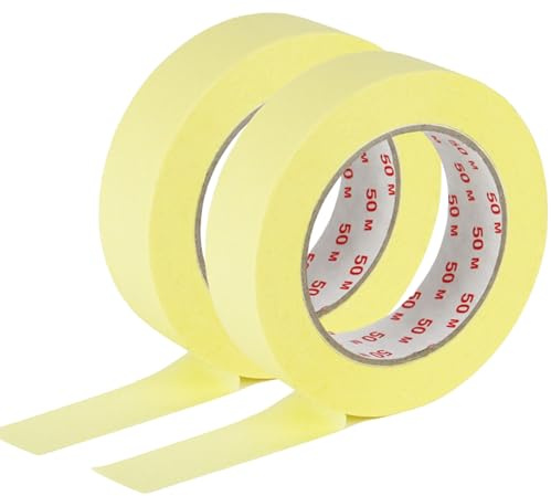 derendo Profi Malerkrepp 30 mm x 50 m, UV-beständiges Maler 2er Set | Abklebeband für Präzisionsarbeit, Lackierband & Abdeckband für gestochen scharfe Farbkanten
