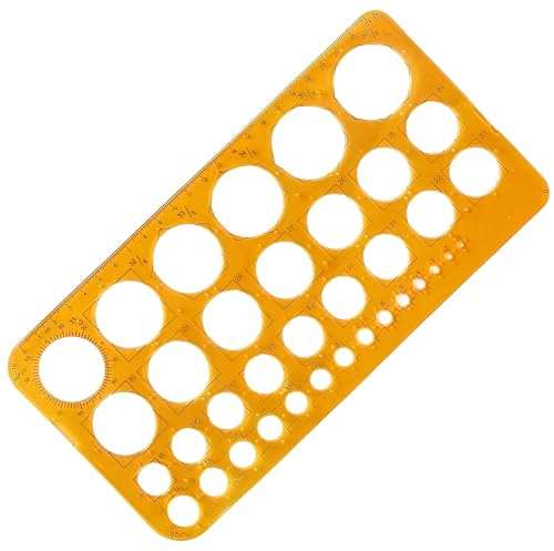 Kreisschablone,Schablonen mit 36 Kreisen,Lochschablone,Radienschablonen | Schablone Digitale Messschablonen und Lineale für technisches Zeichnen und Malen,Transparent Orange,Multifunktion