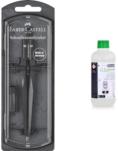 Faber-Castell 174530 - Schnellverstellzirkel Stream & De'Longhi Original EcoDecalk DLSC 500 – Entkalker für Kaffeemaschinen & Kaffeevollautomaten