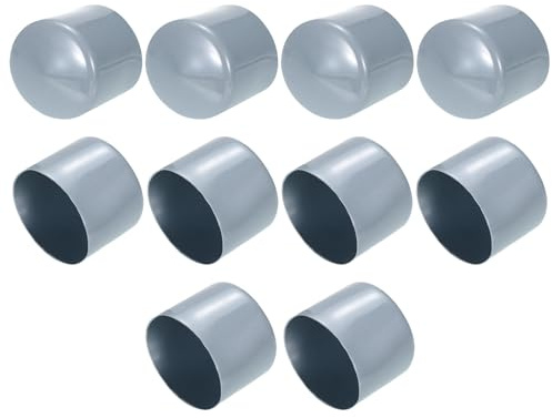 QUARKZMAN 10 Stück Gummikappen, 50mm Rohrstopfen Endkappe Rund Schutzkappen Pfostenkappe Abdeckkappen Zaunpfosten Endspitze Kappen für Gartenstühle Tischbeine Möbelfüße Gleiter, Grau