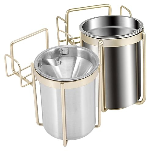 Wandmontierter Aschenbecher aus Edelstahl 2 Stück Silber | Platzsparende Wandmontage, Separate Konstruktion, für Büro und Raucherbereich