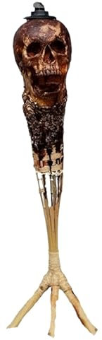 Torce Tiki a di teschio, Torce da giardino all'aperto, Torce decorative Tiki, Torce per illuminazione patio, Torce a teschio spettrale, Torce da giardino resistenti alle intemperie