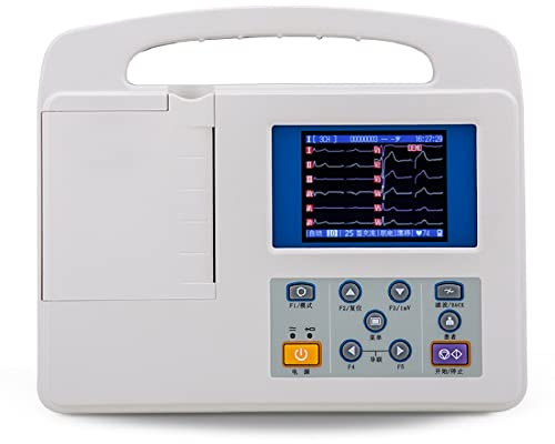 Mavdecll Monitor ECG/EKG Portatile, unità Easy Monitor, Macchina Digitale Professionale LCD a Colori 12 derivazioni 3 canali con Carta da Stampa per igiene Orale Medica segni Vitali ICU CCU