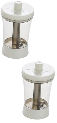 Cabilock 2 Piezas Salero Dosificador Agitador De Especias Tipo Empuje Botellas De Coctelera Bote Salero Tipo Push Botella De Sal De Cocina Recipientes Con Tapas Azucarero Vidrio