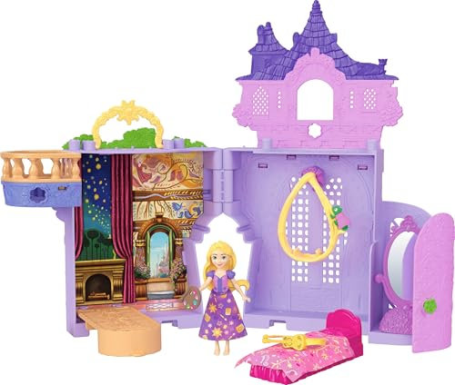 Mattel Disney Princess Toys, Rapunzel Storytime Stackers Doll House Tower with Rapunzel Small Doll, 1 Pascal Figure & 7 Accessories, Inspired by Movie, JDP61