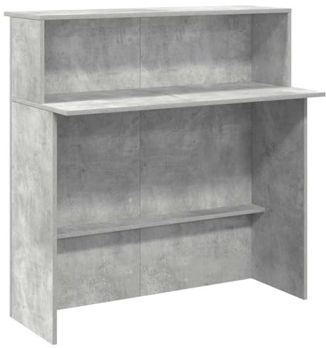 vidaXL Empfangstheke Betongrau 100x50x103,5 cm Holzwerkstoff, Empfangstresen, Salon Empfangstheke, Kassentheke, Empfangstisch, Büro Empfangstheke