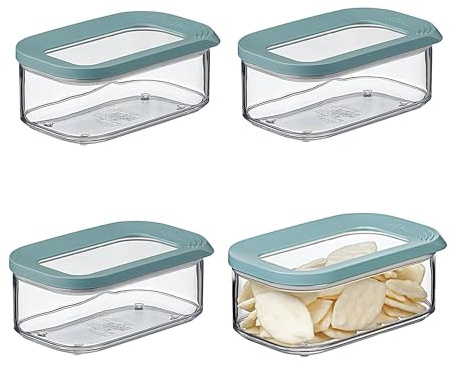 Mepal | Modula Vorratsdose Set | 425 ml | Kunststoffbehälter mit Deckel | 4 Stück | ideal zur Aufbewahrung von Lebensmitteln | stapelbar & platzsparend | spülmaschinengeeignet | Nordic Green
