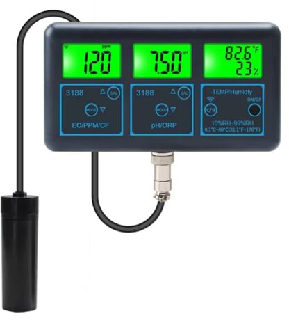 Breeshy Tuya WiFi 7 In1 Tester di Qualità 'Acqua Analizzatore di Acqua Multi-Parametro PH/ORP/EC/PPM//Umidità/Temperatura Monitor Metro Spina EU