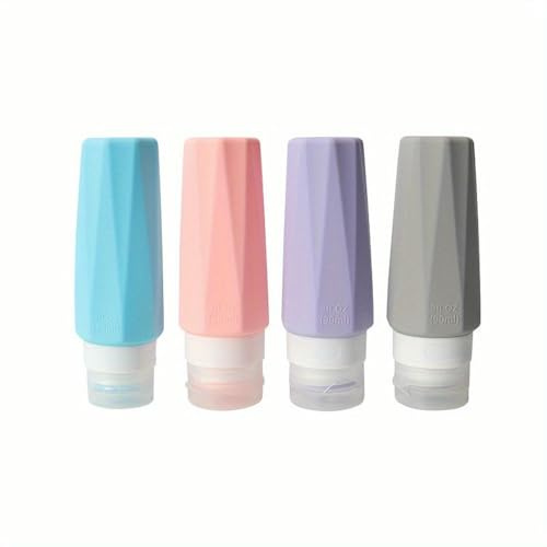 NYSDM - Juego de 4 Botellas de Viaje de Silicona: hipoalergénicas, a Prueba de Fugas y rellenables para champú, Gel de baño y Productos para el Cuidado de la Piel