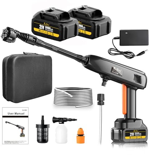 Portable Cordless Pressure Washer - 2 Pack Batteries 1200PSI 336l/h Cordless Power Washer Battery Operated with 6-in-1 Nozzle, Adjustable Foam Cannon for Car Garden