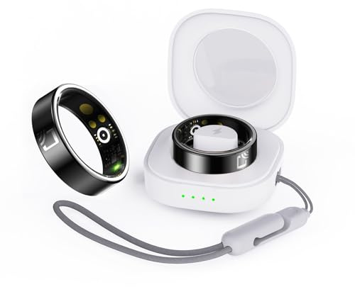 Yokqexz Bague Intelligente en Céramique Ultra Fine - Tracker D'activité Et De Sommeil avec Fonction NFC, Coque Intérieure en Acier Inoxydable Durable avec Étui De Chargement(14#)