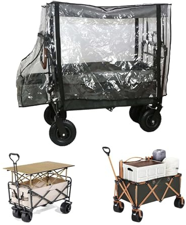 Bollerwagen Regenschutz Transparent,110 * 91 * 74 cm fuxtec Regenschutz | Universal Bollerwagen Regenschutz Transparent,Regenschutzhülle für klappbaren Bollerwagen,Faltbare Bollerwagen Regenverdeck