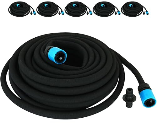 Perlschlauch 90 m Bewässerungsschlauch 6x15 m Tropfschlauch Garten Set | BURI Anschlussarmatur für Mikrobewässerung, wassersparend und kürzbar für Beete, Gewächshaus, Garten und Bewässerung