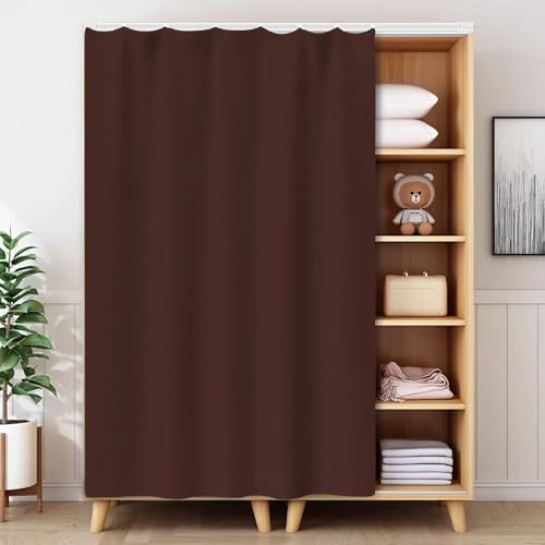 YSPZDQ Cupboard Door Short Curtain, Blackout Waterproof Privacy Thick Velvet Curtain for Storage Cabinets, Closet Doors, Windows, Kitchen Storage Room(Dark brown,100X140cm)