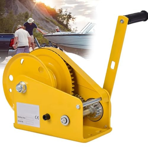 Portable Hand Crank Winch with Automatic Brake, Self-Locking Gear Ratchet Puller for Garage Workshop Construction
