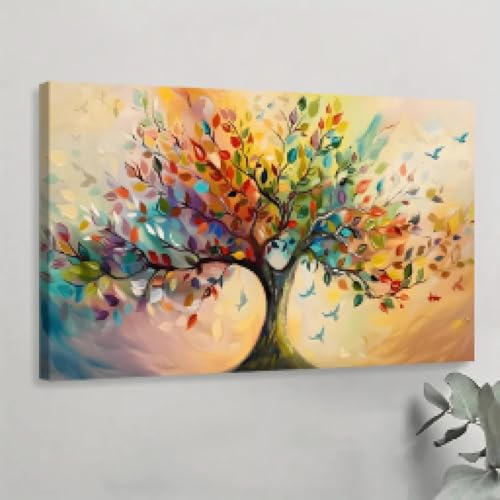 XINBAO Quadro su tela Albero della vita per soggiorno, camera da letto, sala da pranzo, camera da letto, ufficio, poster e stampe decorative 21x30 cm con cornice