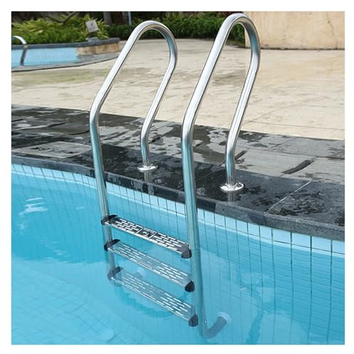 Escalera de piscina de acero inoxidable con pasamanos, alta capacidad de carga de 330 libras, para un acceso seguro y fácil a piscinas exteriores e interiores