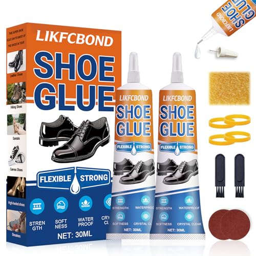 LIKFCBOND Skolim Extra Starkt, Professionellt Lim Skor Vattentät, Transparent Reparationslim för Skor, Lämplig för Reparation av Läder, Gummi, Canvas, Sneakers Och Stövlar, 2 stycken 30 ml