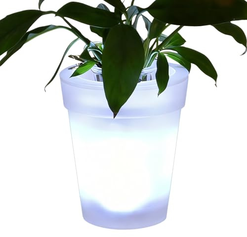 Solar Powered Plant Pot - Outdoor Lighting Waterproof Weatherproof Solar with Built-in Lighting for Patio Garden Pathway Lawn Outdoor Decoration Birthday