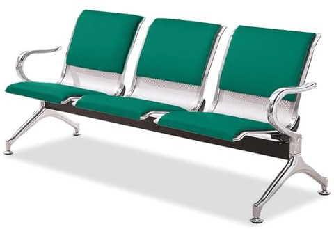 Sedie da Reception aeroportuali Blu a 3 posti, Panca da Sala d'attesa in Similpelle con braccioli, Seduta in Metallo per Ospiti, Ideale per Sale d'attesa di uffici, ospedali, aeroporti e Ban