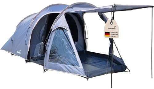 Skandika Tunnelzelt Helgver 3 Sleeper | Festival Zelt für 3 Personen, großer Vorraum, Sleeper Technology, wasserdicht, 3000 mm Wassersäule, Schwarze Schlafkabine | Zelt für Festival, Camping, Outdoor
