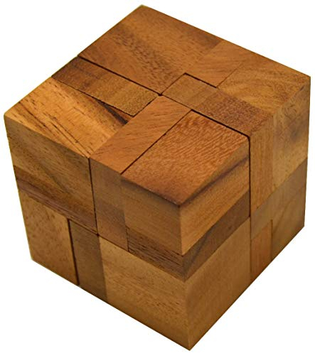 LOGOPLAY 6 Pieces in a Cube - 3D Puzzle - Denkspiel - Knobelspiel - Geduldspiel - Logikspiel aus Holz