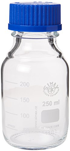 250ML BOROSILICATE GLASS LABORATORY REAGENT BOTTLE SIMAX (DURAN PYREX EQUIVALENT)