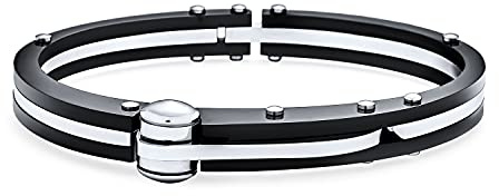 Bling Jewelry Les Motards In Crime Menottes Noire Pour Hommes Pour Femmes Bracelet Argenté Plaqué Acier Inoxydable
