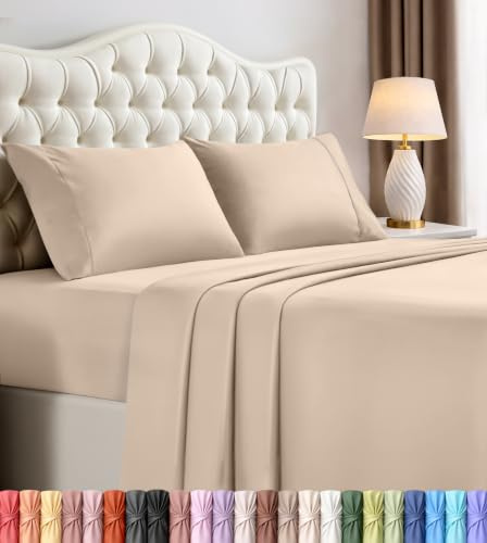 Utopia Bedding 4 st mikrofiber sänglakan set (beige, drottning)