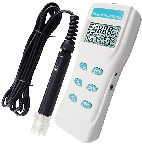 Gain Express Messgerät für gelösten Sauerstoff mit Elektrode, tragbares Do-Messgerät, Wasserqualitätstester mit großem LCD-Display, ATC 99 Speicherfunktion