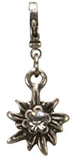 Alpenflüstern Trachten-Anhänger Strass-Edelweiß Mini für Charivari oder Trachtenkette (antik-silber-farben) AAH066
