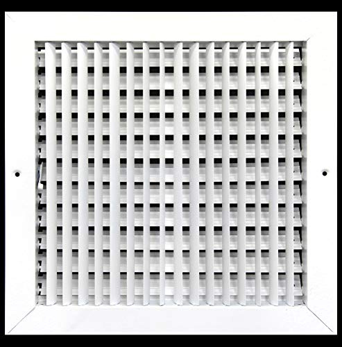 24 X 24 ADJUSTABLE AIR SUPPLY DIFFUSER - HVAC Vent Cover Sidewall or Ceiling - Grille Register - High Airflow - White [Outer Dimensions: 25.75w X 25.75h]