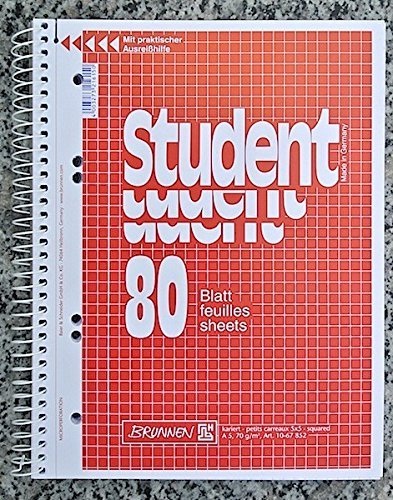 Brunnen Spiralblock Student A5 80 Blatt Collegeblock kariert (3 Stück)