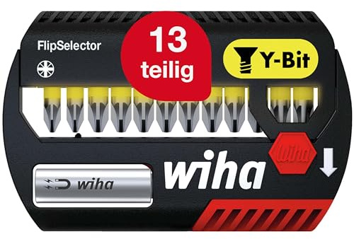 Wiha Bit Set FlipSelector 14-tlg. I Y-Bit 25 mm Pozidriv 1/4 C6,3 I magnetischer Bithalter I Impact- & Schlaugschrauber geeignet (41829)