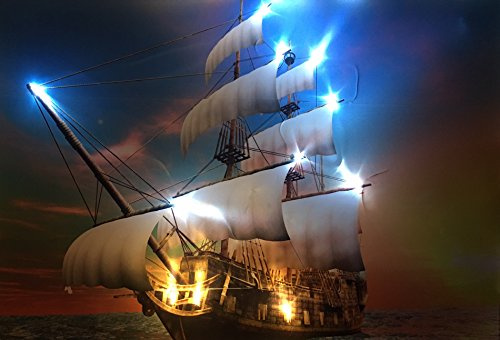 Samarkand - Lights LED-Bild mit Beleuchtung LED- Bilder Leinwandbild 65 x 45 cm Leuchtbild SCHIFF