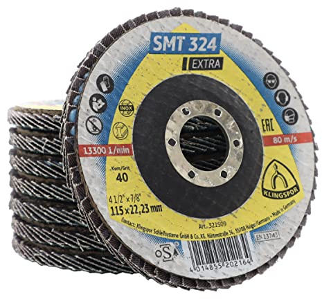 (PACK OF 10) Klingspor SMT 324 115mm Zirconium Sanding Flap Discs 40 Grit (Coarse)
