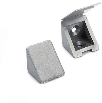 40 x sossai® Korpusverbinder/Möbelverbinder/Eckverbinder mit Abdeckklappe BT1 | 2-Loch | Farbe: Silber | Material: Kunststoff