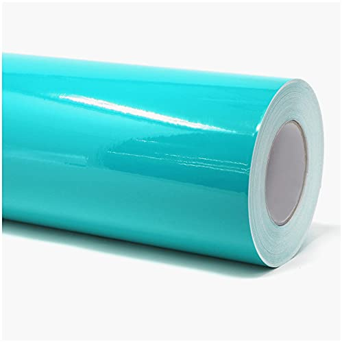 Finest Folia (6€/m² Plotterfolie Möbelfolie glänzend Glanz Klebefolie Küchenfolie selbstklebende PVC Folie 63cm Medienbreite (054 Türkis, 10 Meter)