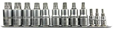HASKYY Steckschlüsselsatz Innenvielzahn Satz Nüsse XZN 1/4 M4 M5 M6 Stecknüsse 1/2 M8 M9 M10 M11 M12 M13 M14 M16 11 tlg. KFZ Bit Set