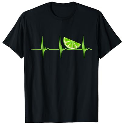 Limonada de frutas de rodaja de limón tropical con electrocardiograma de pulso Camiseta