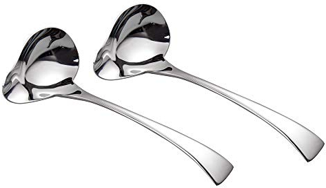 IMEEA Saucenlöffel 18/10 Edelstahl Schöpflöffel Schöpfkellen Soßenlöffel mit Ausgießer Silber Soßenkelle Spiegelglänzend 18cm （2 Stück）