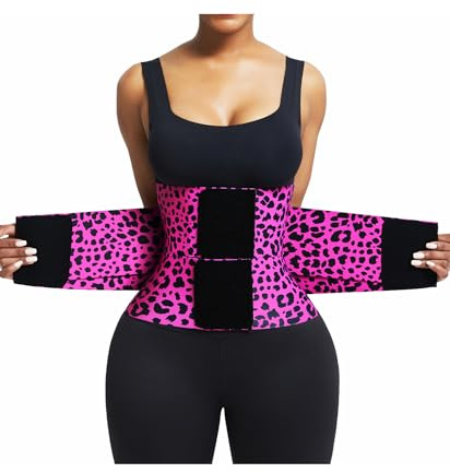 FeelinGirl Women Corset Workout Waist Trainer Belt Tummy Control Waist Cincher Sport Waist Trimmer Rose Leopard XL