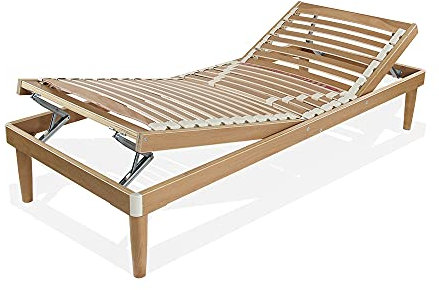 SomnusSana Rete letto in legno 95x185 h 52 cm Singola con 26 doghe Faggio Oscillanti Alzata manuale