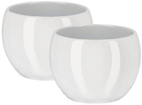 KOTARBAU® Set di 2 vasi da fiori in ceramica, diametro 10 cm, per fiori, piante, colore bianco