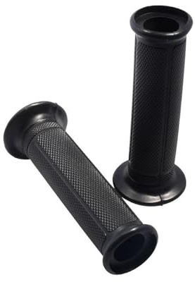 2EXTREME Lenkergriffe Griffgummi schwarz 22/24mm kompatibel mit Roller | 2-Komponenten-Gummi, 1 Paar rechts/links, L 120mm, offene Seitenwand; für Drehgasgriff; kompatibel mit Motorrad, Moped, Vespa