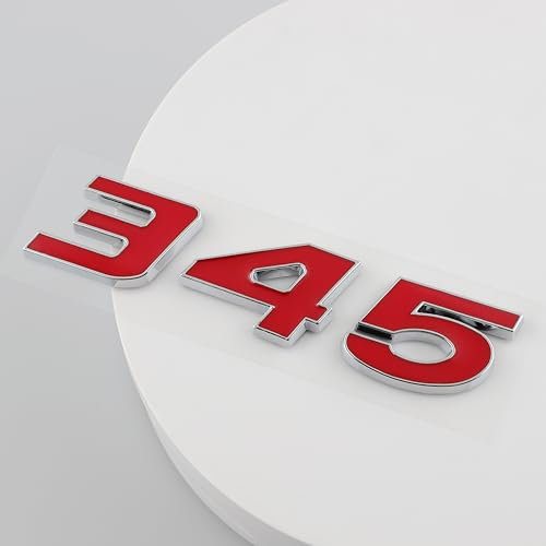 2 Stück 345 Emblem Aufkleber Auto Fender Badge Brief Namensschild Kompatibel mit 345 Auto LKW (Rot)