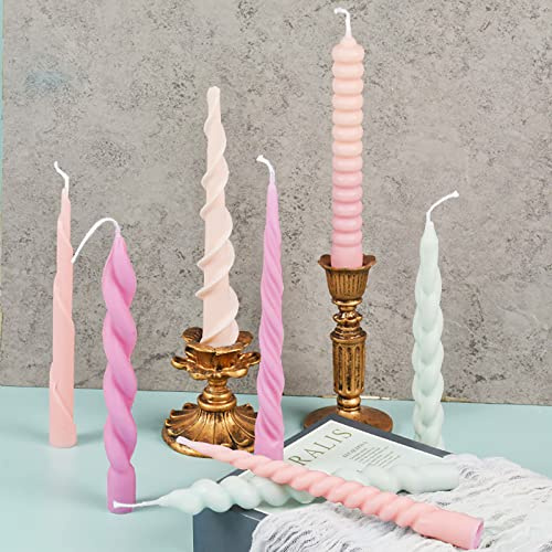 8-Piece Spiral Candle Molds - Cylinder, Pillar, Clay & Resin Casting Molds for Craft Supplies