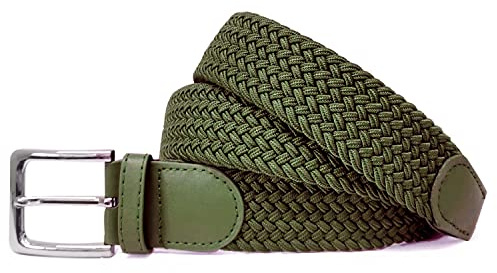 Gloop Unisex elastiskt tygbälte flätat stretchbälte stretchigt bälte för kvinnor och män bredd ca 3,5 cm, brunruen, Gesamtlänge 145cm
