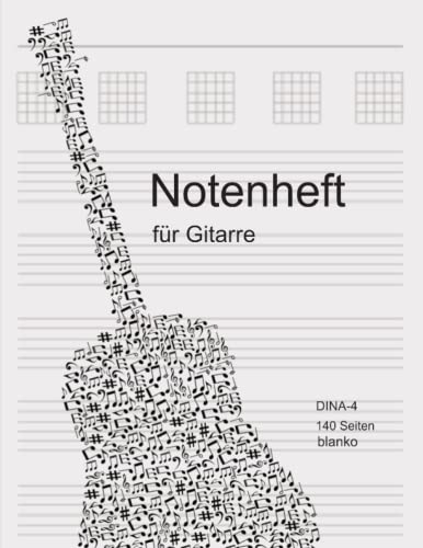 gitarren notenheft: Tabulatoren für Gitarristen| Noten, Accorde & Melodien in TAB notieren | Eigenes Inhaltsverzeichnis | Gitarre Zubehör | 140 Seiten A-4