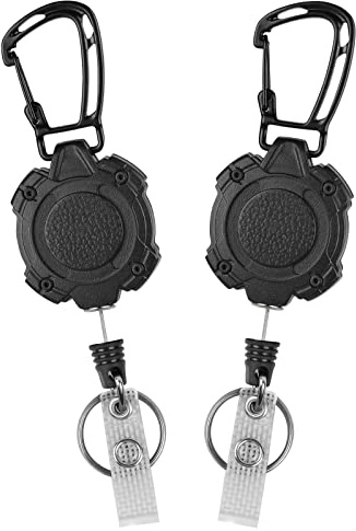 Vicloon hållbar infällbar nyckelring, nyckelring i trådspole, infällbar spolklämma badge-hållare, ID-korthållare, kedja nyckelspole för lärare, kontorsarbetare (hexagon)